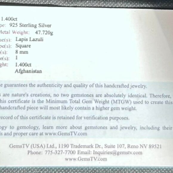 Artisan 925 Sterling Silver Lapis Lazuli Bracelet 47.7g Square Cabochon - Picture 4 of 4